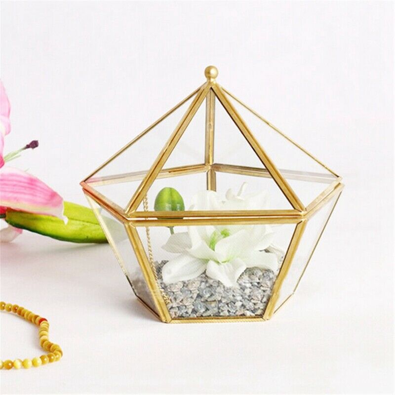 Glass Ring Box Wedding Jewelry Case Immortal Flower Glass Cover Creative Ho Y3H4