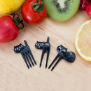 Lovely Lunch Box Bento Accessory Decor Black Cat Food Fruit Picks Forks 6pcs