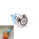 16mm 12V Red LED Power Push Button Switch Aluminum Metal Latching Waterproof HK