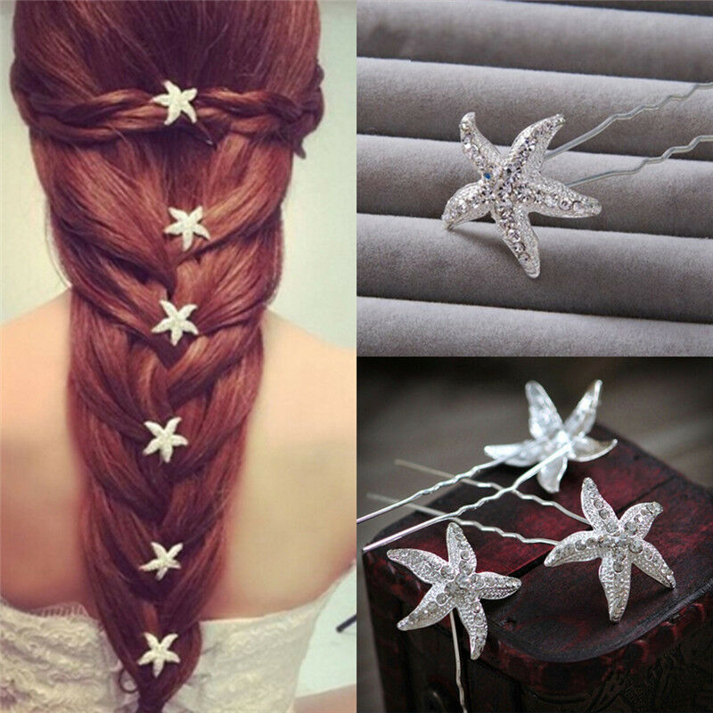 6pcs Girl Starfish Braid  Hairpin Headdress Wedding Party Hair Accessories ly