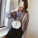 Creative Round Shoulder Bag Leather Small Women Crossbody Handbag (White) A