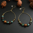 Bohemia Drop Dangle Earrings  Ethnic Big Circle Crystal Bead Ear Stud Jewlery FT