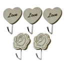 5 Pcs Retro Style Wood Wall Hanger Hook Stick on Home Bathroom Coat Hooks