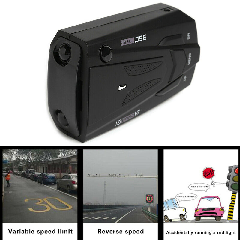 V7 2020 Car Radar Detector English Russian Human Voice Speed Alert (Black)