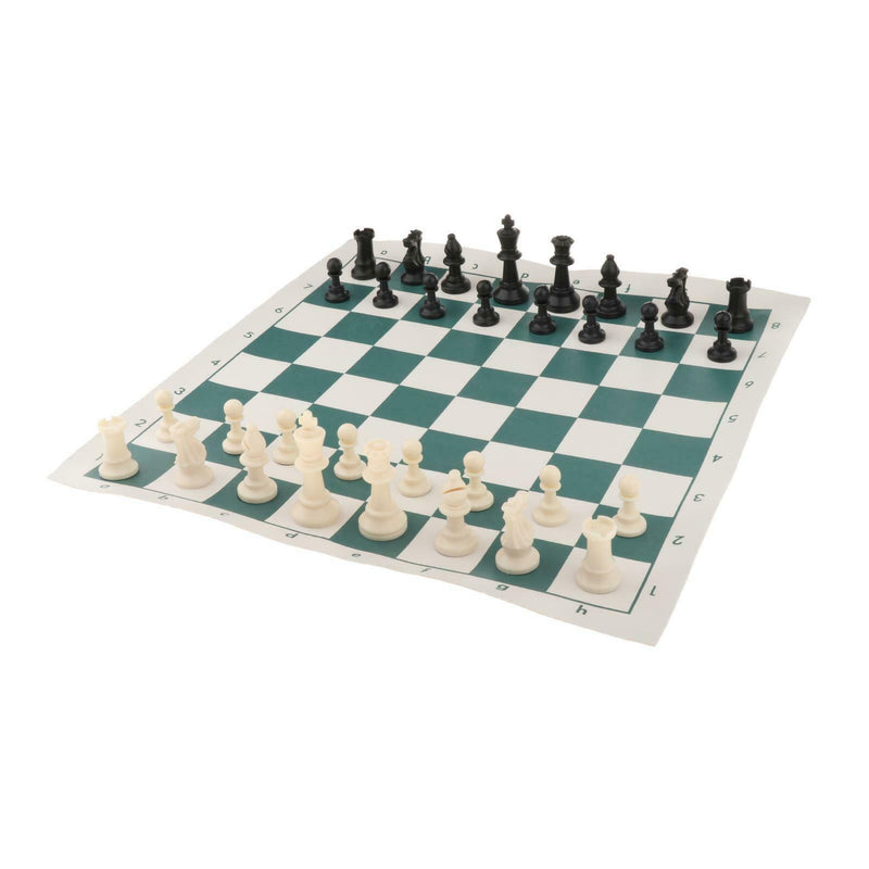 Portable Bagged Roll-up Plastic Chess Set Rollable 18" Cloth Board Outdoor