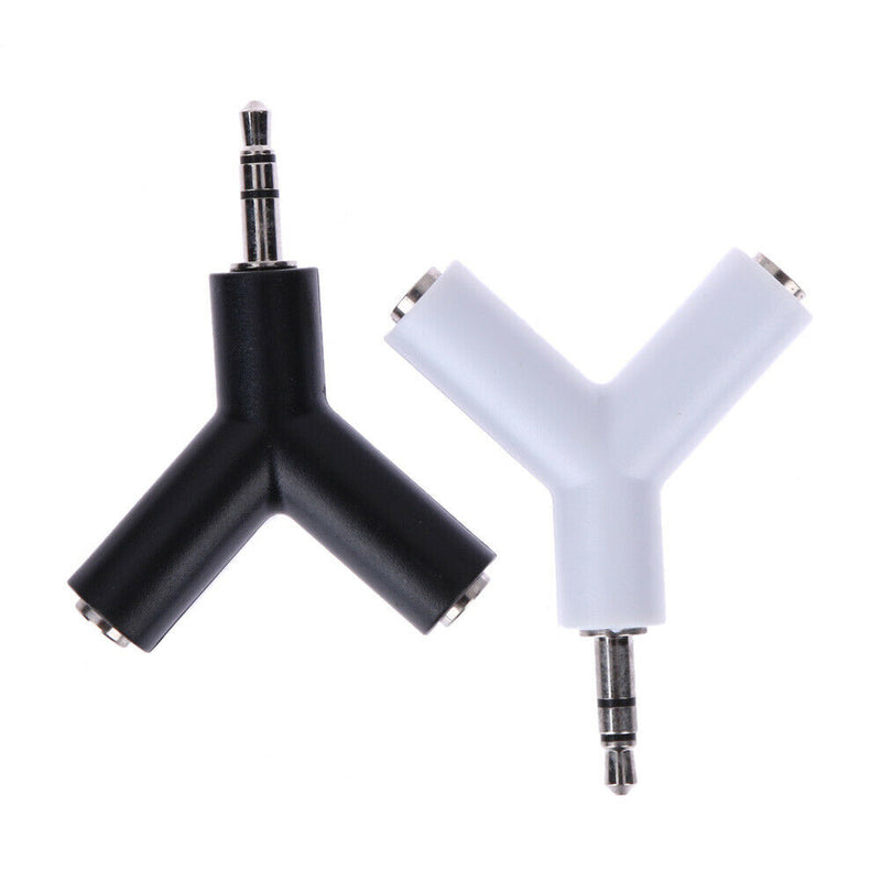 2Pcs 3.5mm Male to 2Female Stereo Audio Headphone Earphone Splitter Adapter
