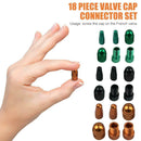 18pcs Aluminum Alloy Tire Wheel Stem Schrader+French Air Valve Caps with Adapter