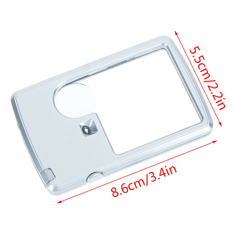 Credit Card Led Magnifier Loupe With Light Leather Case Magnifying Glass