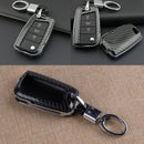 Carbon Fiber ABS Smart Key Fob Cover Case Chain Fit for VW Golf MK7 Skoda Karoq