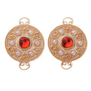 2x Golden Round Flat Back Charms Connector Fit DIY Bracelet Necklace Jewelry