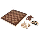 Wooden Portable Foldable 3 in 1 Chess Checkers and Backgammon Pieces Travel Game