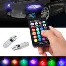 4PCS RGB T10 5050 LED Car Dome Reading Light Lamp Bulb With Remote Control New