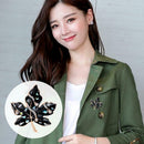 Korean Maple Leaf Pins Brooch Rhinestone Clothes Badge Backpack Accessories A