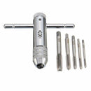 5pcs T-handle Screw Tap Ratchet Taps with Spanner Wrench Drift Holder Set