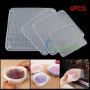 4Pack Stretch Reusable Silicone Bowl Food Storage Wraps Cover Seal Fresh Lids Nw