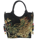 Shiny Sequins Peacock Embroidered Women Canvas Totes Bag, Summer Shopping S Y4U7