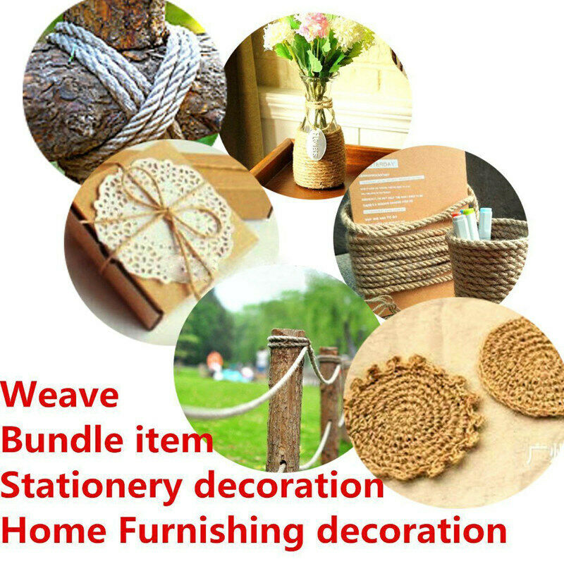 2pcs 10M Long Jute Twine Natural Hemp Bound String Rope Thick DIY Home Deco