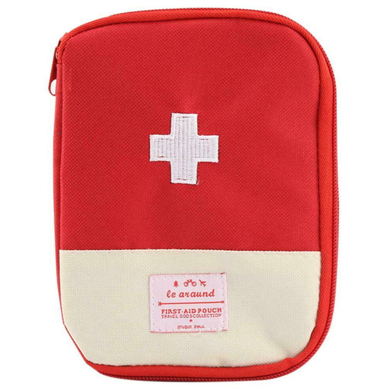 Portable First Aid Emergency Medicine Storage Kit Bag Pill Organizer (Red)