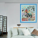 Snow Street Scenery Stamped Cross Stitch Kit DIY Needlework for Beginners