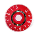 Acrylic Red Round Speed Control Knob for Electric Guitar White Numeral Trim
