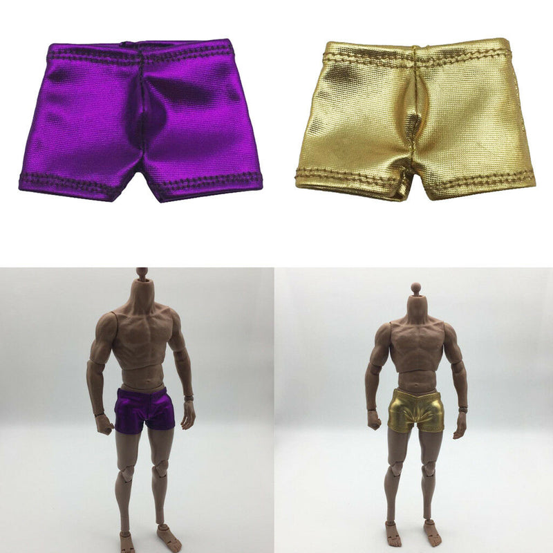 1/6 Scale Male Artificial Leather Shorts Purple & Golden for 12'' Hot Toys
