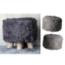 2pcs 16" Comfy Furry Footstool Cover Round Stool Slipcovers Protector Gray
