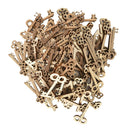 100 Natural Wooden Key Shapes Crafts Embellishments Scrapbooking Decorations