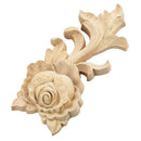 1pc 15*6.5cm Wood Carved Corner Onlay Applique Door Cabinet Rose Unpainted  I6H9