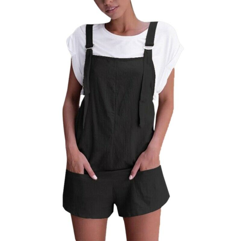 Women Summer Casual Spaghetti Straps Jumpsuits Rompers Ladies Solid Loose S P2L2