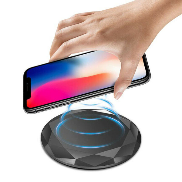 Qi Wireless 10W Charger Pad Polyhedral Angle Vacuum Plating Fast Charging Black