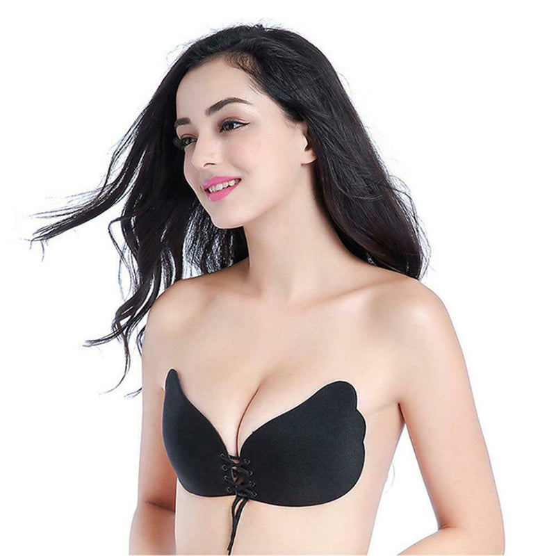 Sexy Wireless Push Up Invisible Bras Women Adhesive Fly Bra (Dot Black C) A