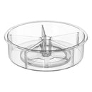 Lazy Susan Divided Turntable Storage Container, Clear Round Organizer Box