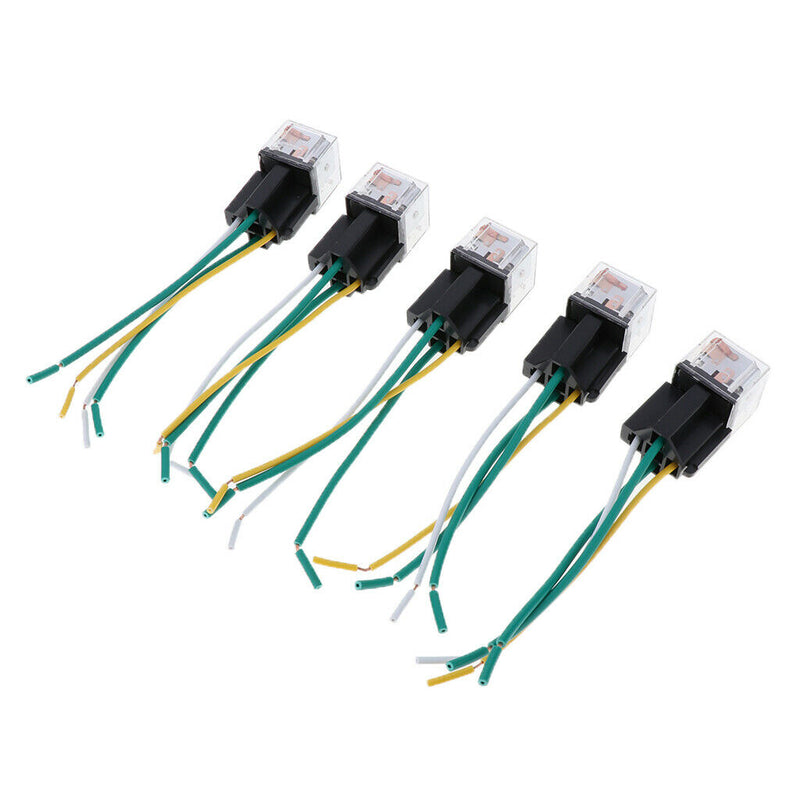 5x 60A LED Relay 12V 4Pin Socket w Wire Normal Open Waterproof Car Truck Van