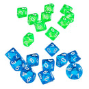 10pcs Blue D10 Dice + 10pcs Green D10 Dice for D&D RPG MTG Board Games Gift