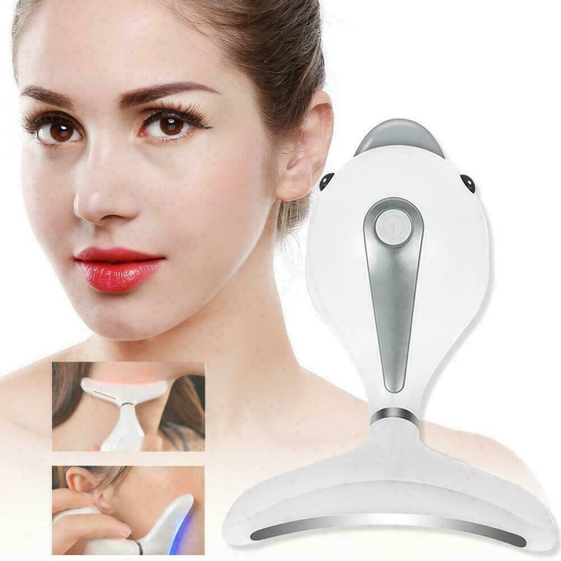 LED Photon Therapy Neck Face Lifting Massager Vibration Reduce Tighten Skin L7A4