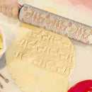 Christmas Snowflake Elk Wooden Rolling Pin Dough Engraved Roller DIY Tool