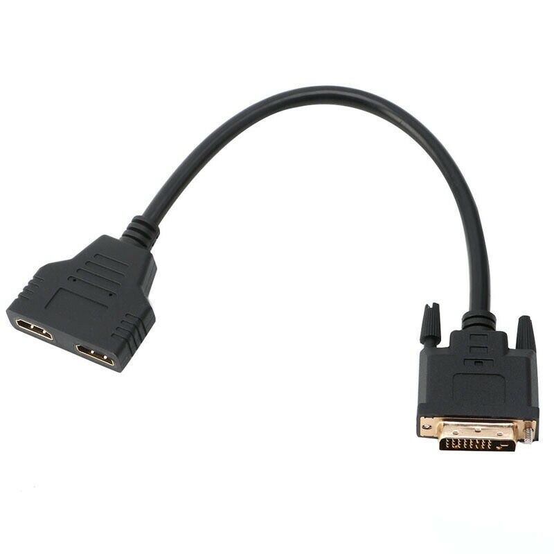 Dvi-D Male (24+1) To Two Hdmi Dual Female Y-Splitter Video Cable Adapter 30 R8P1