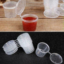 100Pcs Small Plastic Sauce Cups Foods Storage Containers Clear Boxes+Lids J K4Z4
