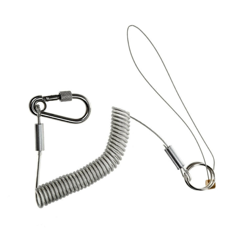 1.5m Retractable Fishing Lanyard Steel Coil Cord Plier Tool Tether Carabiner