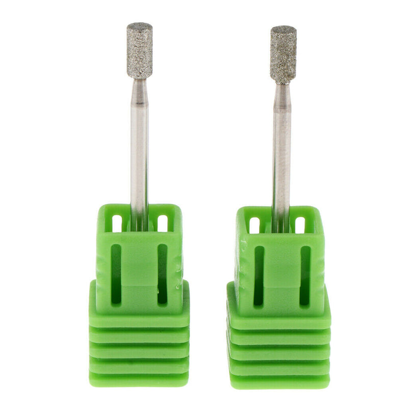 2 Pieces Diamond & Stainless Steel Nail Drill Bit Grinding Polish Head JG13