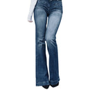 Women Fashion High-Rise Wide Leg Flared Jeans Retro Bell Bottom Jeans Denim