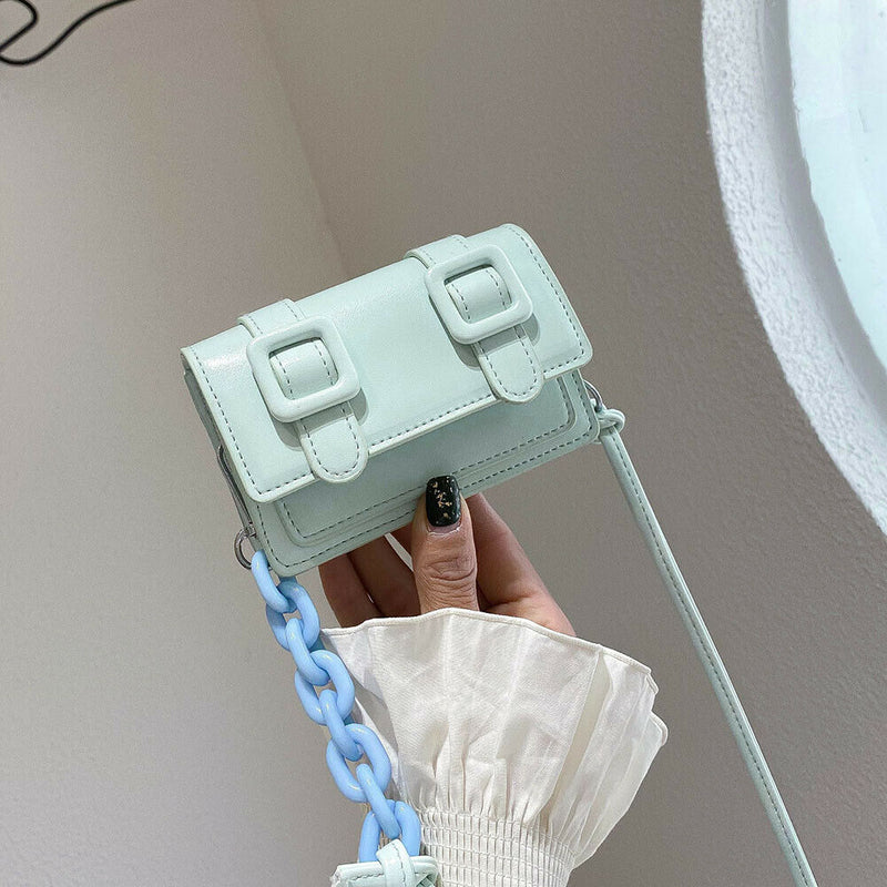 Mini Shoulder Bags Candy Color Purse Women PU Crossbody Handbag (Green)