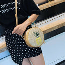 Round Women Straw Bags Leaves Rattan Woven Beach Shoulder Bags Ladies Cossb C1S5