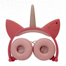 Cat Ear Unicorn Kids Headphones LED Flashing Girls Headband pink  pink