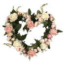 34cm Simulation Rose Flower Wreath Hanging Ornaments for Front Door Party Pink