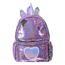 Cute Heart Sequins Travel Backpacks Women Shoulder School Bags (Purple) A