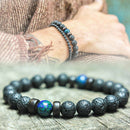 Men's Prayer Mala Beads Lava Rock Stone Chrysocolla Beaded Yoga Bracelets GiftBX