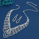 2 Piece Set Geometric Crystal Diamond Phoenix Necklace Earrings Jewelry Set