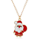2pcs/set Christmas Santa Claus Drop Earrings Cute Pendant Necklace Jewelry A