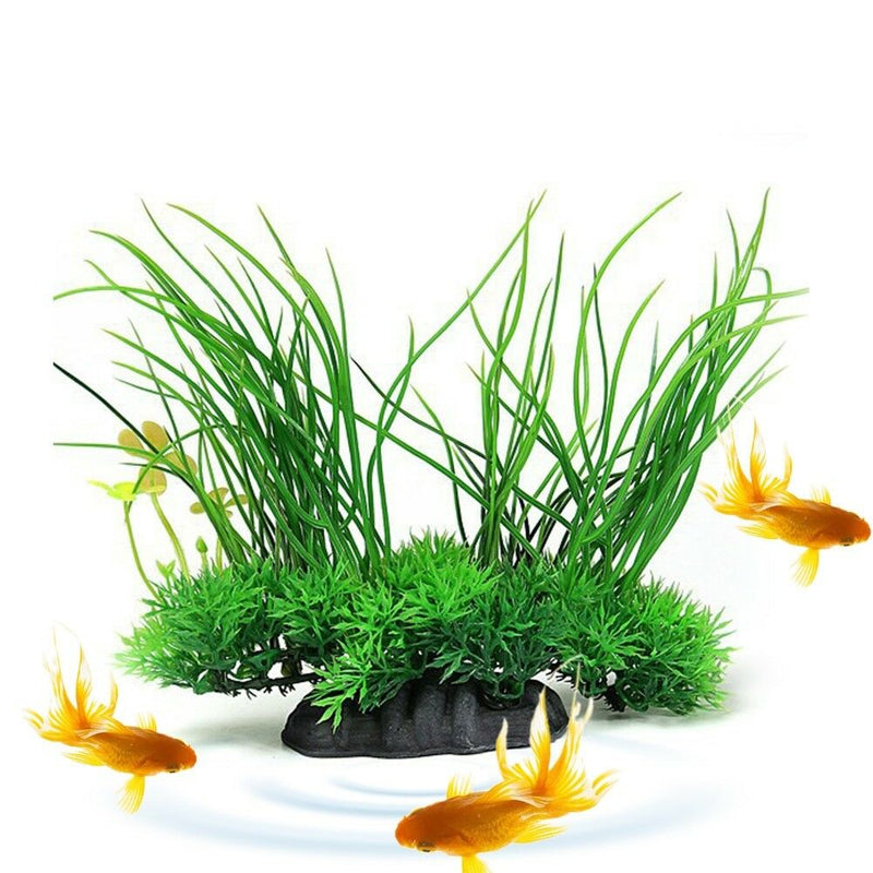 Green Artificial Plastic Grass Water Plant Fish Tank Ornament Aquarium Decor Top